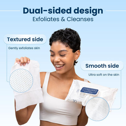 Clean Skin Club Clean Wipes, XL Makeup Remover Face Wipes, Textured Cleansing Facial Wipes for Sensitive Skin, Hypoallergenic, Fragrance-Free, Vegan, 40% Bigger, 30 Count CLEAN SKIN CLUB