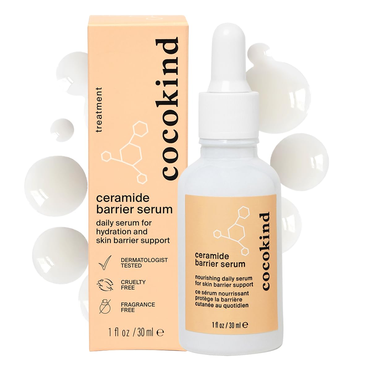 Cocokind Ceramide Barrier Serum, More Hydrating Than Hyaluronic Acid, Serum to Reduce Dryness, All Skin Types including Sensitive Skin, Fragrance Free, Cruelty Free, 1 fl oz Cocokind