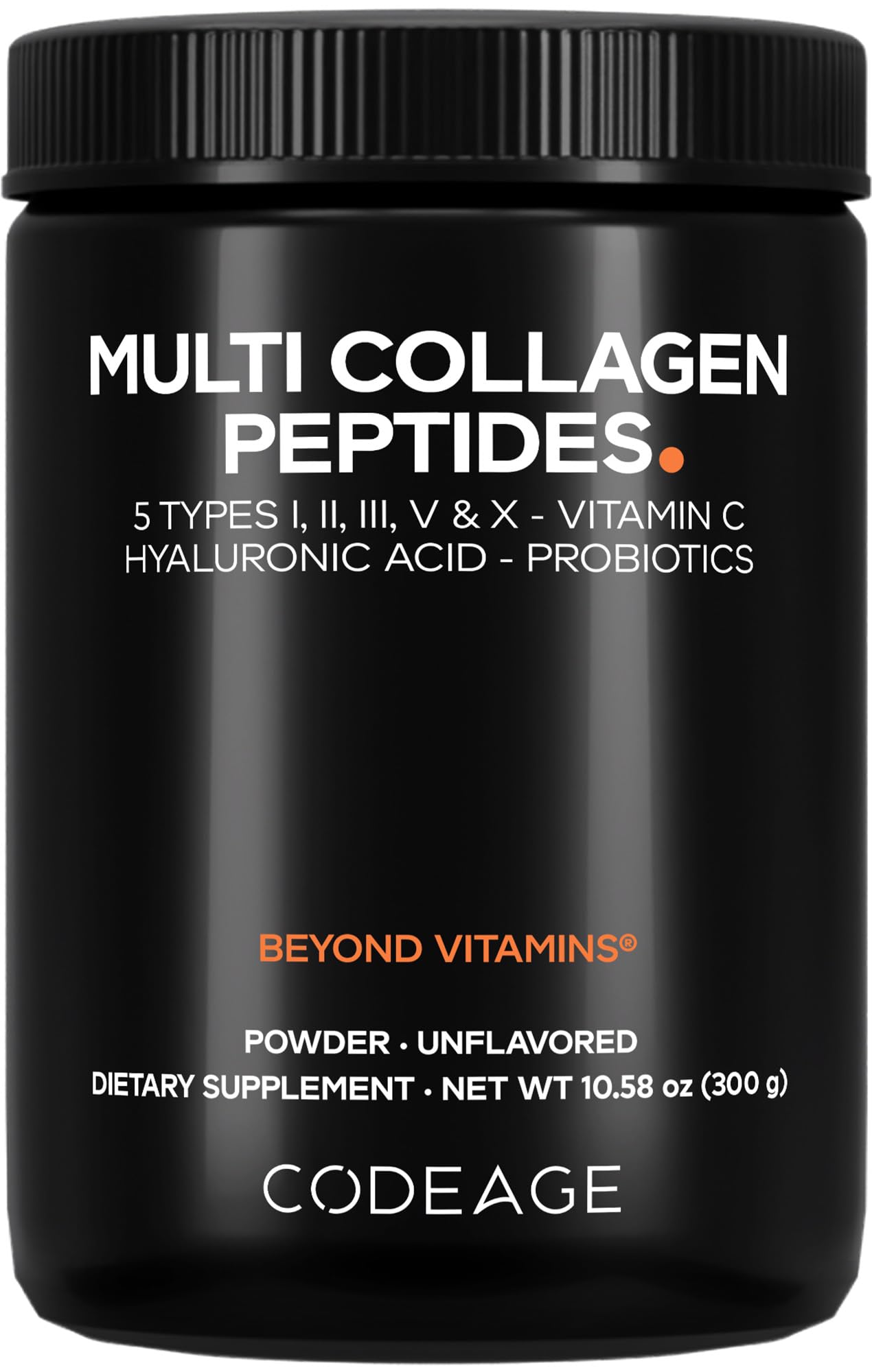 Codeage Multi Collagen Peptides Powder + Probiotics Black Edition, Vitamin C, Hyaluronic Acid Powder Supplement, Grass-Fed, Hydrolyzed, Zero Carbs, Type I, II, III, V & X, Unflavored, 10.58oz Codeage buy australia supplements