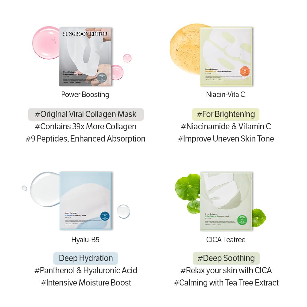 SUNGBOON EDITOR Deep Collagen Overnight Mask, Hydrating, Wrinkle care, 4ea SUNGBOON EDITOR