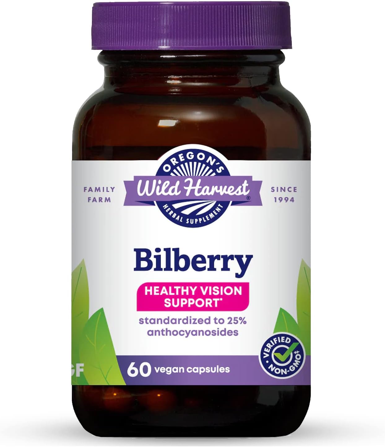 Oregon's Wild Harvest Bilberry Herbal Supplement Vegan Capsules, 880 mg, 60 Count Gsupps Australia