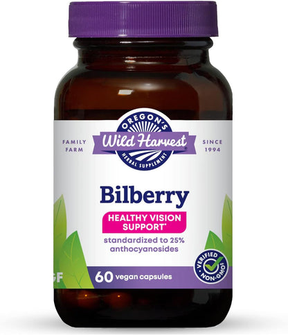 Oregon's Wild Harvest Bilberry Herbal Supplement Vegan Capsules, 880 mg, 60 Count Gsupps Australia