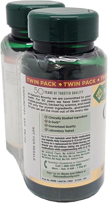 Nature's Bounty CoQ10 100mg Twin Pack, 60 Count, 2 Pack Gsupps Australia