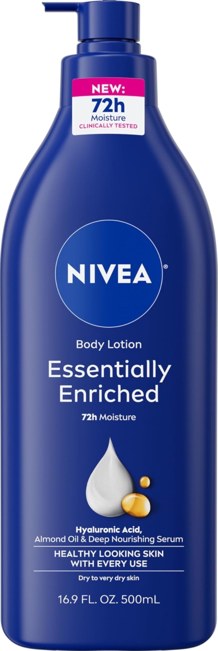 NIVEA Essentially Enriched Body Lotion, Very Dry Skin, Almond Oil, 16.9 Oz NIVEA