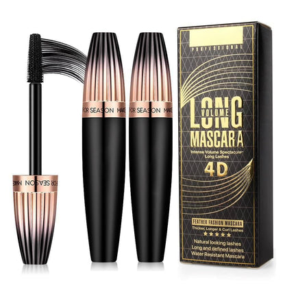 4D Silk Fiber Lash mascara, Waterproof Mascara Black Volume and Length, Natural Lengthening and Thick, Smudge-Proof,No Clumping, Instantly Create The Look of Lash Extensions, All Day Full, 2 Pack Mcukv