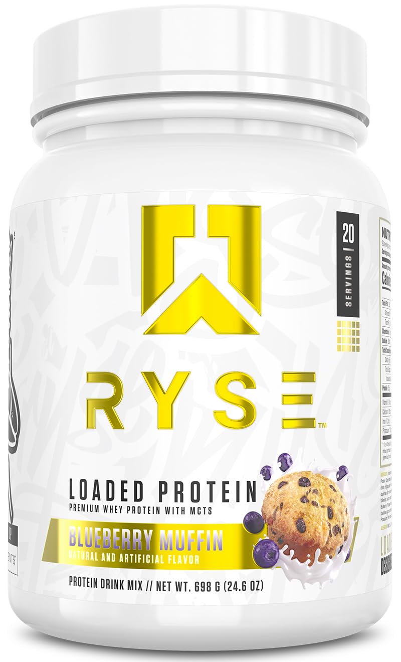 RYSE Loaded Protein Powder - Jet-Puffed Marshmallow - 25g Whey Protein Isolate & Concentrate with Prebiotic Fiber & MCTs - Low Carb, Low Sugar, Digestive-Friendly - 27 Servings / 2 lb Tub