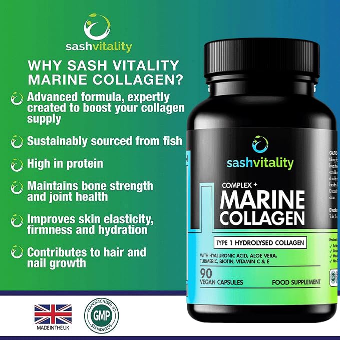 Marine Collagen Supplements - 90 Capsules with Vitamin C, Vitamin E, Hyaluronic Acid, Aloe Vera, Turmeric SASH Vitality buy australia supplements