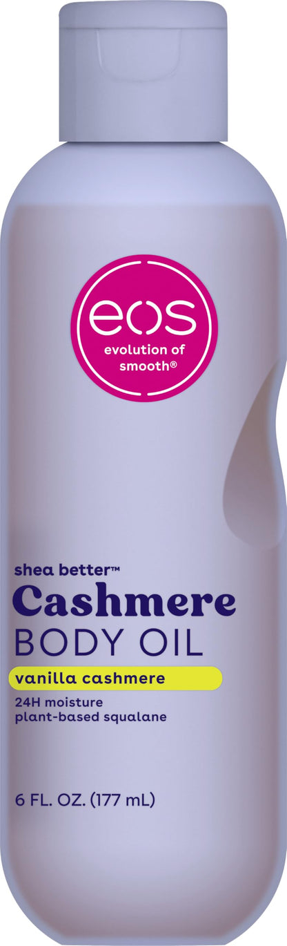 eos Cashmere Body Oil- Vanilla, 24H Moisture, Plant-Based Squalane, 6 fl oz eos