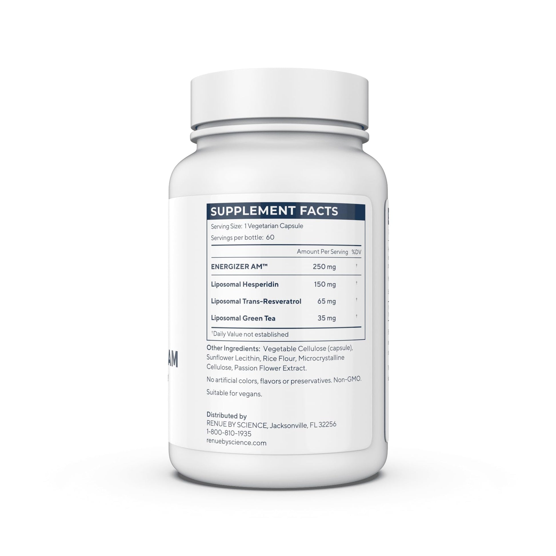 Renue By Science Energizer AM | Liposomal Resveratrol Hesperidin & Green Tea Supplement | 60 Capsules with Trans Resveratrol (65mg) Hesperidin (150mg) Green Tea Extract (35mg) - Non-GMO | Made in USA Renue By Science buy australia supplements