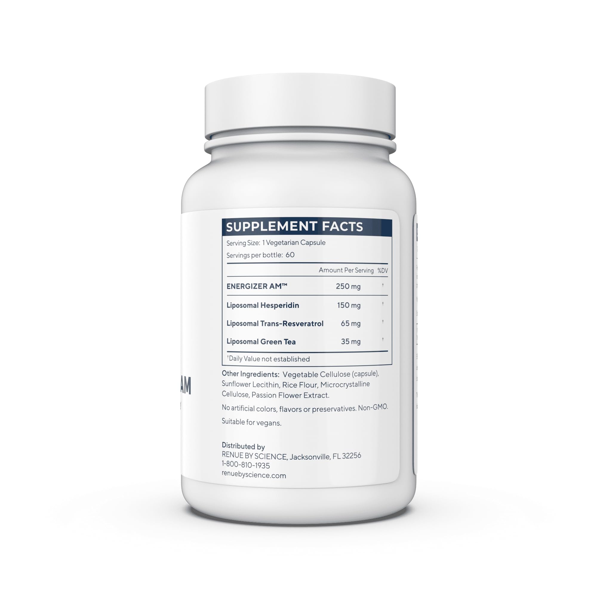 Renue By Science Energizer AM | Liposomal Resveratrol Hesperidin & Green Tea Supplement | 60 Capsules with Trans Resveratrol (65mg) Hesperidin (150mg) Green Tea Extract (35mg) - Non-GMO | Made in USA Renue By Science buy australia supplements