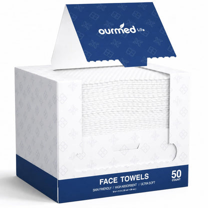 Ourmed Life Disposable Face Towels, Ultra Soft & Absorbent, XL, 50 Count ourmed life