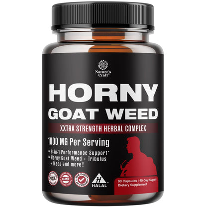 Horny Goat Weed for Men - Extra Strength Male Supplement with Black Maca Root, Tongkat Ali, Saw Palmetto & Panax Ginseng Extract for Stamina & Energy - 60 Count Gsupps Australia