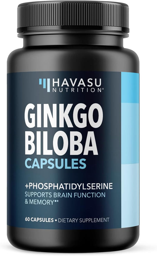 Ginkgo Biloba 120mg with Phosphatidylserine, Nootropic Supplement, 60 Count | Nootropic Brain Health, Memory and Focus Supplement, Supports Cognitive Function & Mental Clarity, 2-Month Supply Gsupps Australia