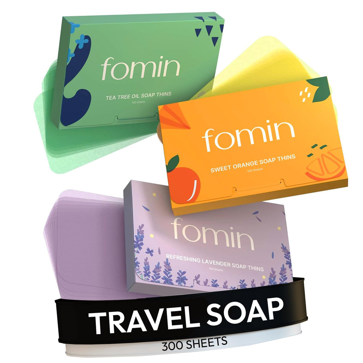 FOMIN Paper Soap Sheets for Hand Washing - 300 Variety Travel Soap Sheets FOMIN