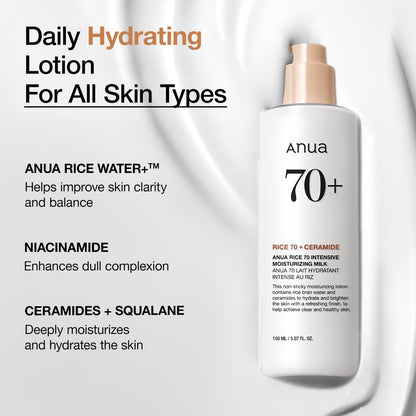 ANUA Rice 70 Intensive Moisturizing Milk, 5.07 fl.oz ANUA