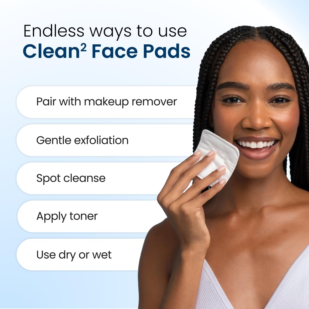 Clean Skin Club Clean² Pads 2.0 [NEW & Improved Edges] Guaranteed Not to Shed & Tear, Unique Triple Layers, Textured Side & Ultra Soft Side CLEAN SKIN CLUB