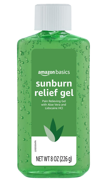 Amazon Basics Sunburn Relief Gel with Aloe Vera, Soothing, Cooling, Itch Relief, 8 oz, Pack of 1 (Previously Solimo) Amazon Basics