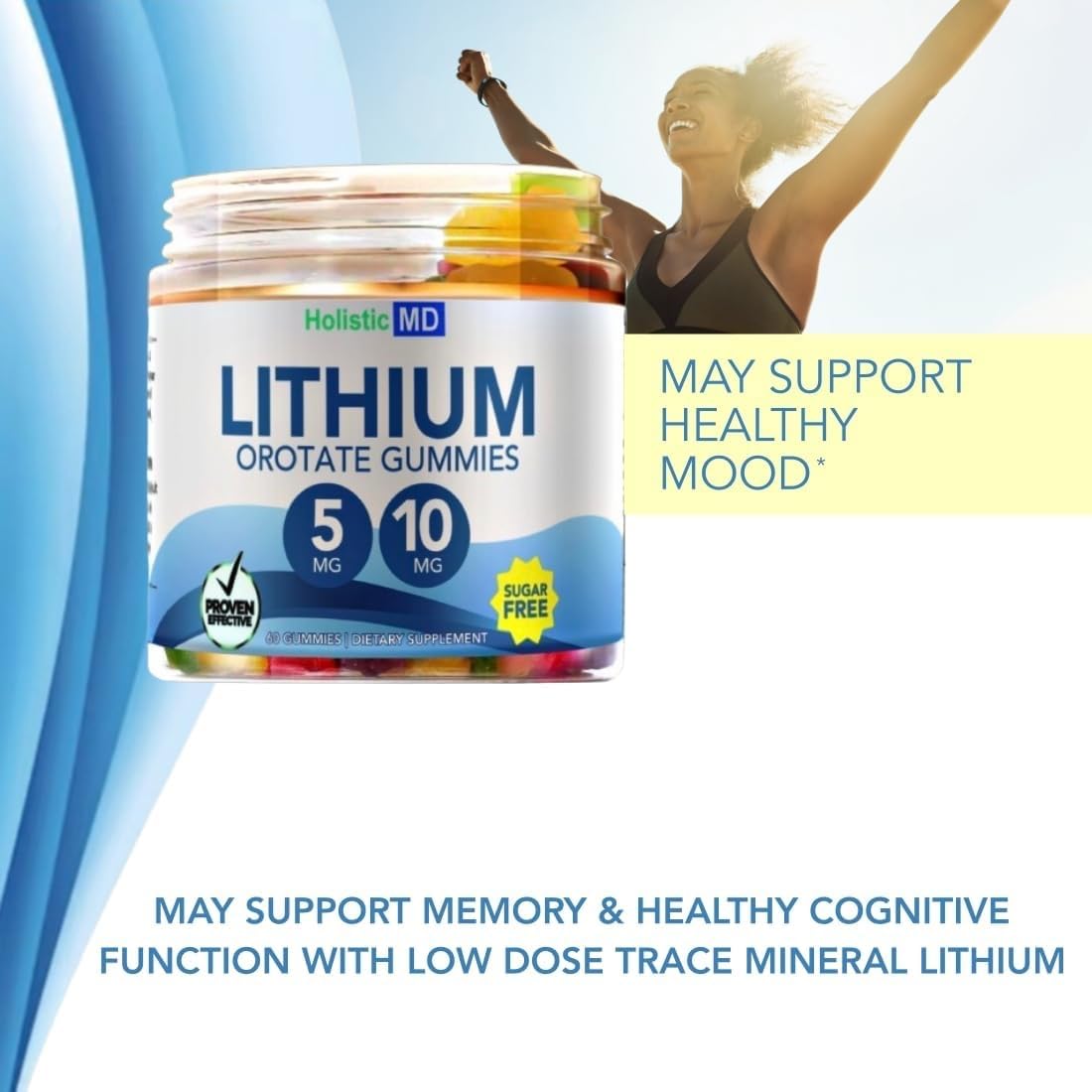 Lithium Orotate 5mg 10mg | for Men Women Kids | Lithium Orotate clinically Studied Chelated High Biovalable | 3 Flavors Sugar Holistic MD