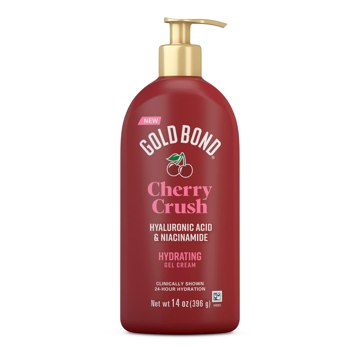 Gold Bond Cherry Crush Hydrating Gel Cream, Juicy Cherry Crush Scent, 24-Hour Hydrating Body Lotion with Hyaluronic Acid and Niacinamide, 14 oz. Gold Bond