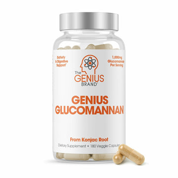 The Genius Brand Genius Glucomannan - Glucomannan Capsules for Digestive Health, Energy & Satiety Support - Natural Fiber for Stomach Comfort - Non-GMO & Vegan - 180 Veggie Capsules The Genius Brand buy australia supplements