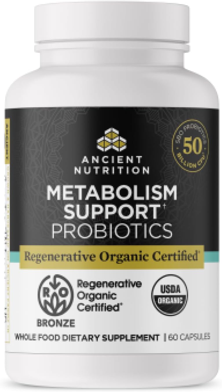 Ancient Nutrition Regenerative Organic Certified Probiotics for Metabolism Support, Healthy Digestion and Immune System Function Support, 50 Billion CFUs* Per Serving, 60 Count Gsupps Australia