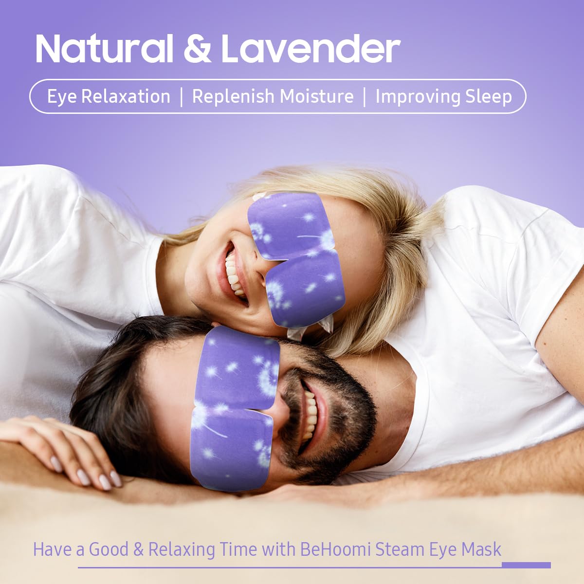 BeHoomi Steam Eye Mask, 10Packs Heated Eye Mask, Self Heating Disposable SPA Warm Compress for Eyes Sleep Mask, Travel Essentials & Relaxation Gifts for Women (Lavender Scent) BeHoomi