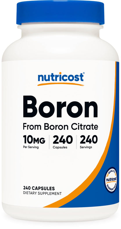 Nutricost Boron Capsules 10mg, 240 Vegetarian Capsules, Gluten Free and Non-GMO Nutricost