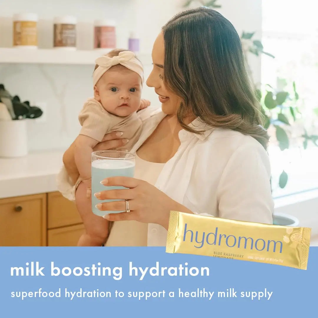 Boobie Hydromom Superfood Electrolyte Drink Mix, Blue Raspberry Lemonade | Refreshing Energy & Hydration Boost for Mamas | On-The-Go & Travel Essentials for Pregnancy, Boobie Brands
