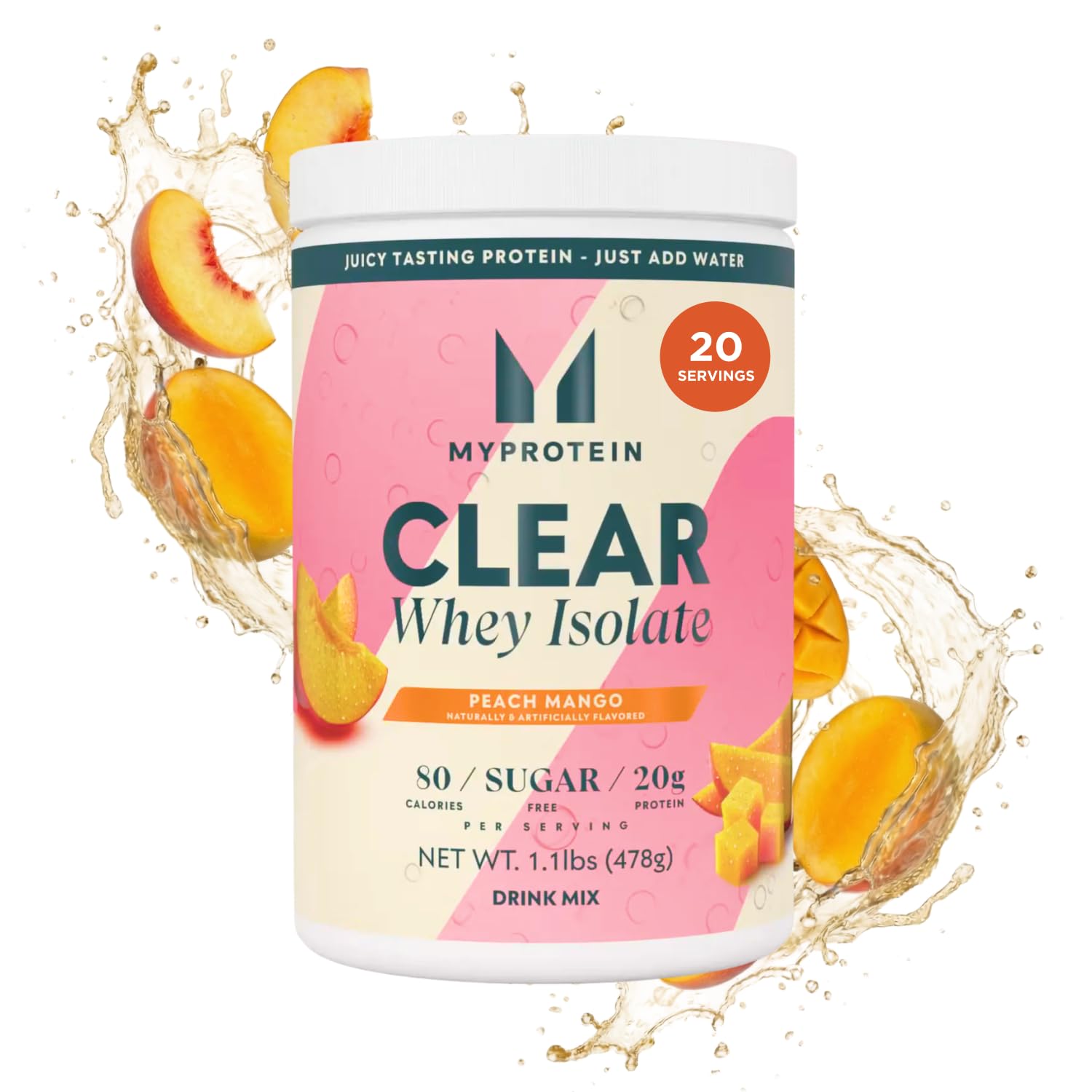 Myprotein Clear Whey Isolate Protein Powder, 1.1 Lb (20 Servings) Peach Mango, 20g Protein per Serving, Naturally Flavored Drink Mix Myprotein buy australia supplements