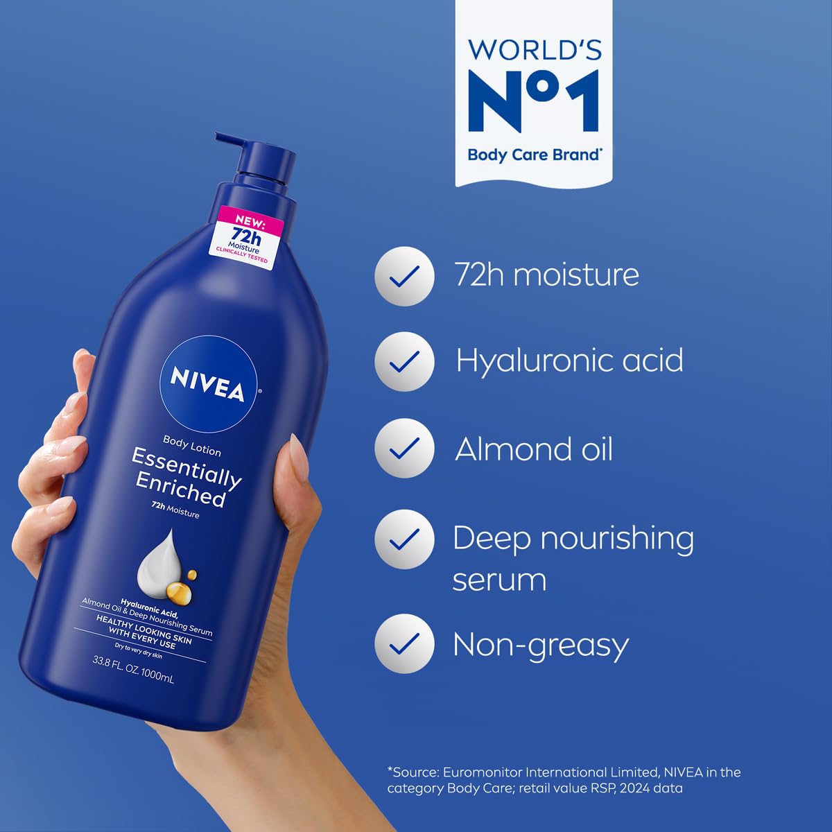 NIVEA Essentially Enriched Body Lotion Very Dry Skin, 33.8 Fl Oz Value Size NIVEA