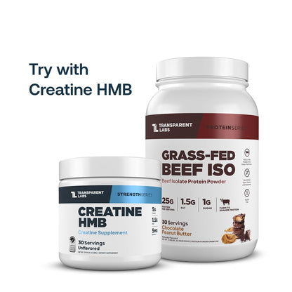 Transparent Labs Grass-Fed Beef Isolate Protein Powder – Naturally Flavored, Dairy-Free Protein with 25g of Protein per Serving for Increased Recovery & Strength - 30 Servings, Chocolate Peanut Butter