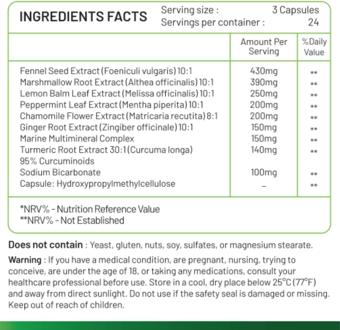 Inaya Nutrition BloatBarrier 72 Capsules - Natural Digestion and Bloating Supplement for Stomach Bloating Relief, Gas Reduction, and Improved Bowel Movements Inaya Nutrition