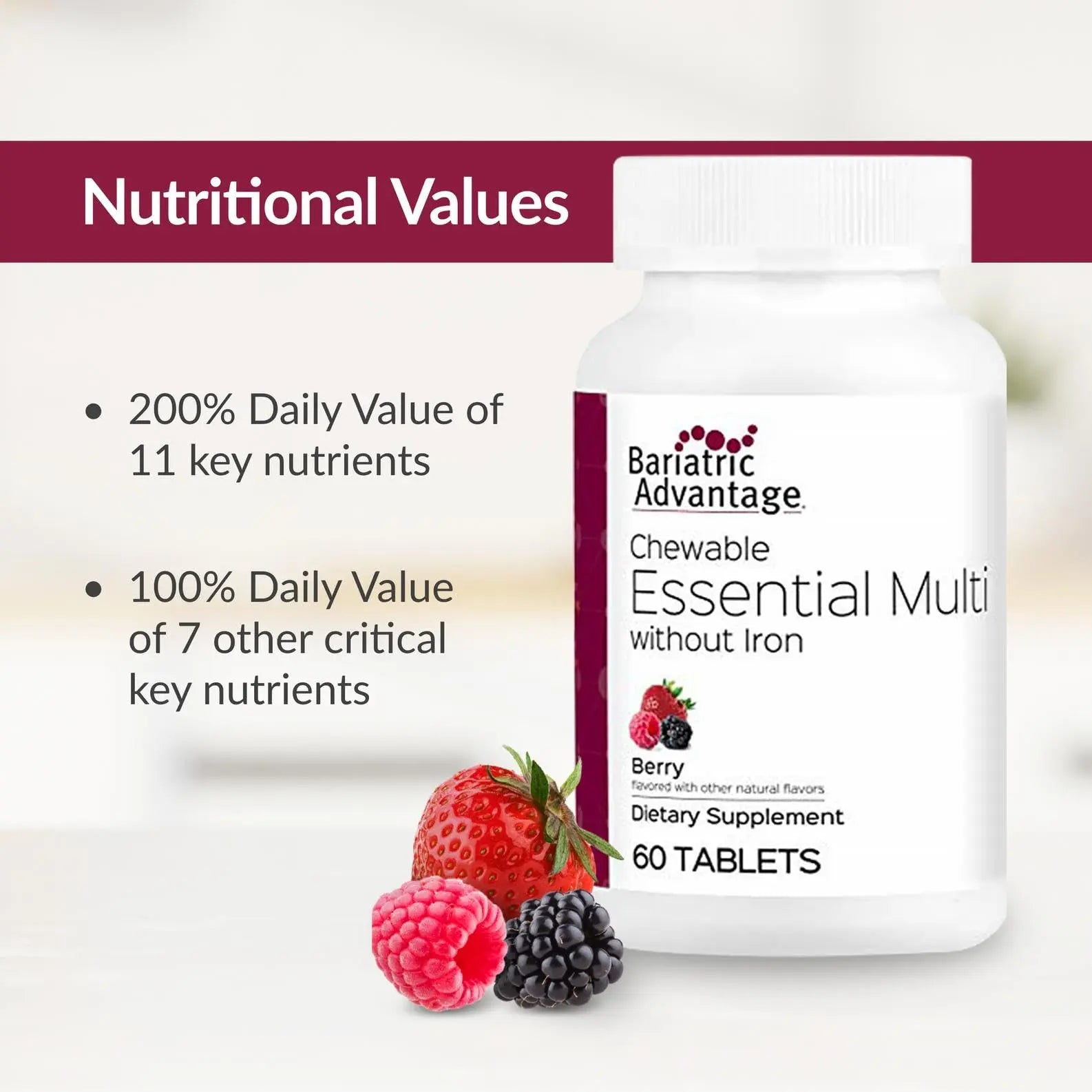 Bariatric Advantage Chewable Essential Multivitamin Without Iron - 200 DV of Key Nutrients - Trace Mineral Support Bariatric Advantage buy australia supplements