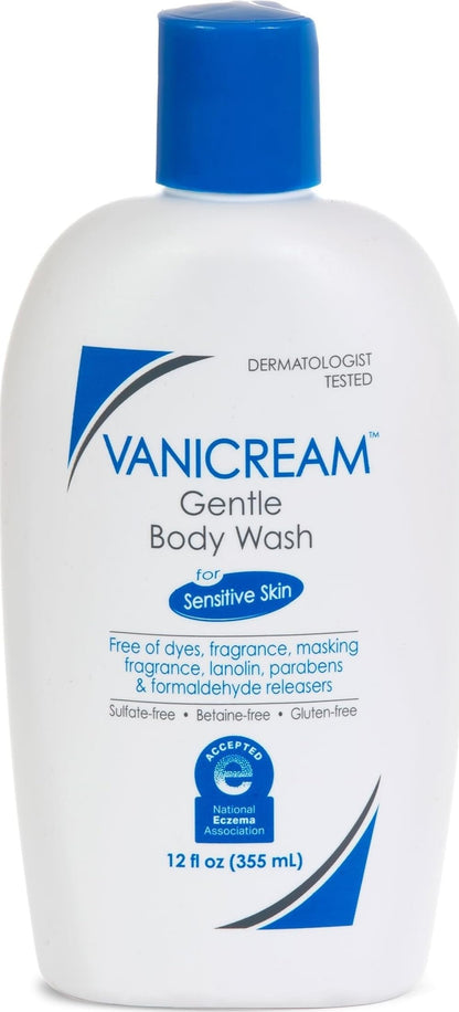 Vanicream Gentle Body Wash, 12 Fl Oz, Formulated without Common Irritants for Sensitive Skin, Gentle Cleanse and Moisture, Removes Dirt & Oils, Non-Drying, pH-Balanced Shower Gel Vanicream