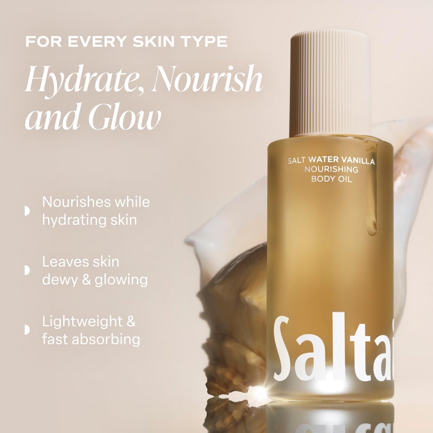 Saltair Body Oil - Luxurious Salt Water Vanilla After Shower and Bath Oil for Women and Men. Botanical, Non-Greasy Saltair