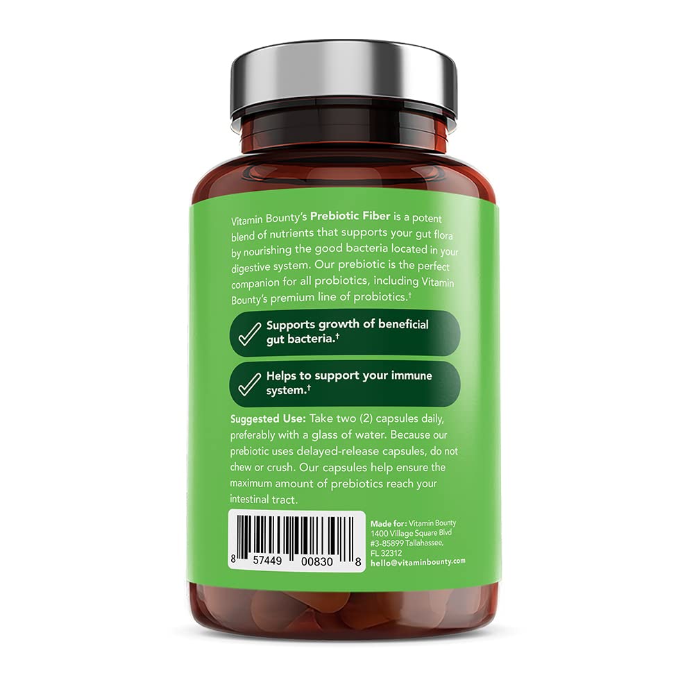 Vitamin Bounty Prebiotic Capsules - PreforPro® Prebiotics Supplement for Women & Men Digestive Health & Advanced Gut Health – No Fiber, No Bloating Vitamin Bounty