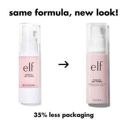 e.l.f. Poreless Face Primer - Large, Silky, Skin-Perfecting, Lightweight, Long Lasting, Absorbs Quickly, Smooths, Preps, Creates Flawless Base, Infused with Tea Tree and Vitamins A & E, 1.01 Fl Oz e.l.f.