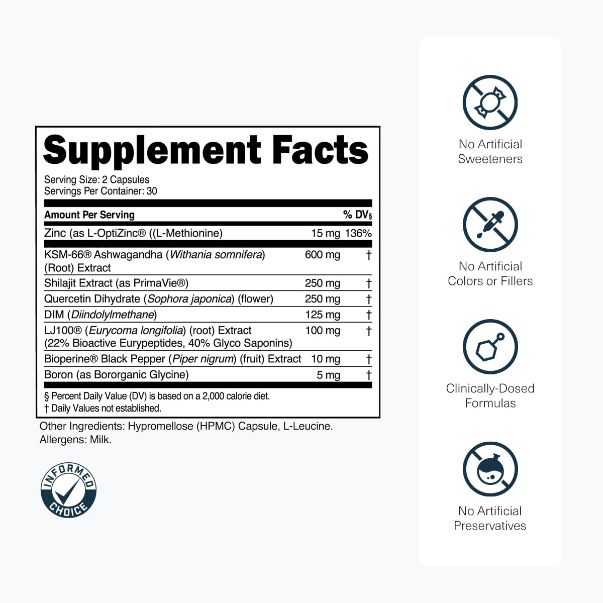 Transparent Labs Vitality Men with Ashwagandha KSM-66, PrimaVie Shilajit Extract, & DIM to Support Vitality, & Bioavailable - 60 Count Transparent Labs