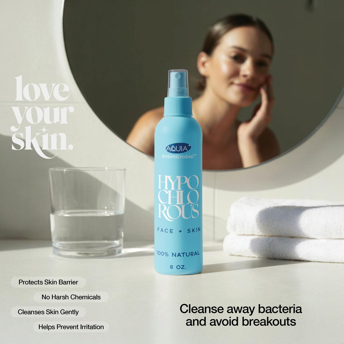 Hypochlorous Acid Spray for Face and Skin; Facial Cleanser | 8oz Face Mist Aquia