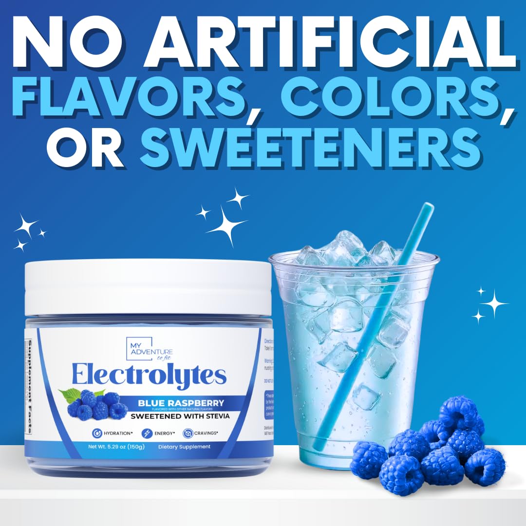Zero Sugar - Blue Raspberry Electrolytes Powder - Refreshing Hydration - Caffeine Free Energy - All Natural Ingredients - Vegan, Keto and Paleo - Sugar Free Electrolyte Powder Drink Mix - 37 Servings My Adventure to Fit buy australia supplements