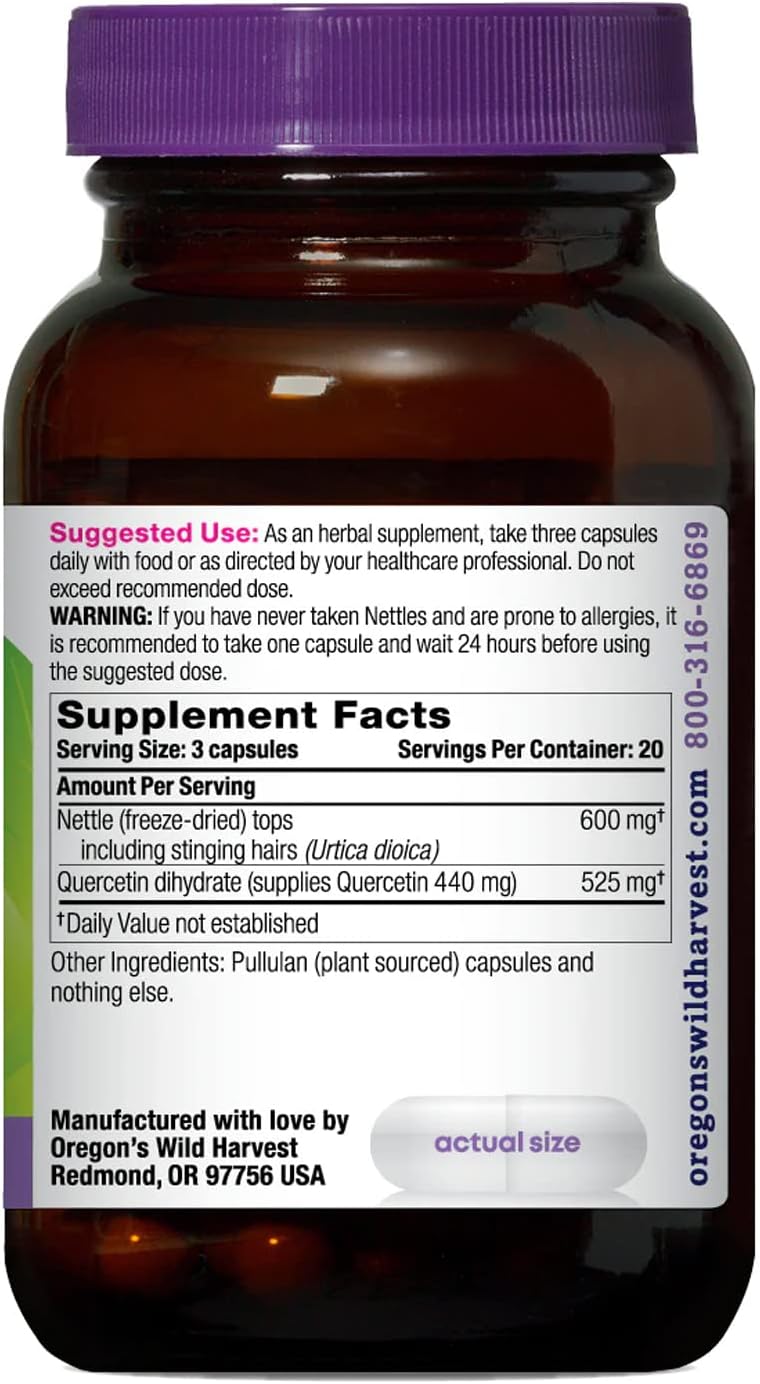 Oregon's Wild Harvest Nettle Quercetin Capsules, Non-GMO Organic Herbal Supplements, 60 Count Gsupps Australia