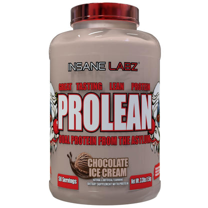 Insane Labz ProLean | Premium Hydrolyzed Collagen Protein & Whey Isolate Protein Powder | 26g Protein | Low Fat, Zero Sugar | 50 Servings Chocolate Ice Cream