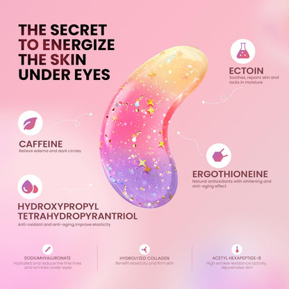 AILEORY Under Eye Patches (24 Pairs) - Tri-color Glitter Eye Gel Pads for Dark Circles, Puffy Eyes, Under eye Bags, Wrinkles AILEORY