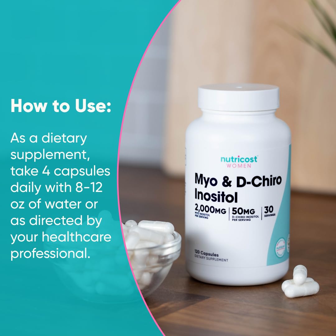 Nutricost Myo Inositol & D-Chiro Inositol for Women 2000mg, 120 Capsules, 2000mg Myo & 50mg D-Chiro Per Serving, 30 Servings Nutricost