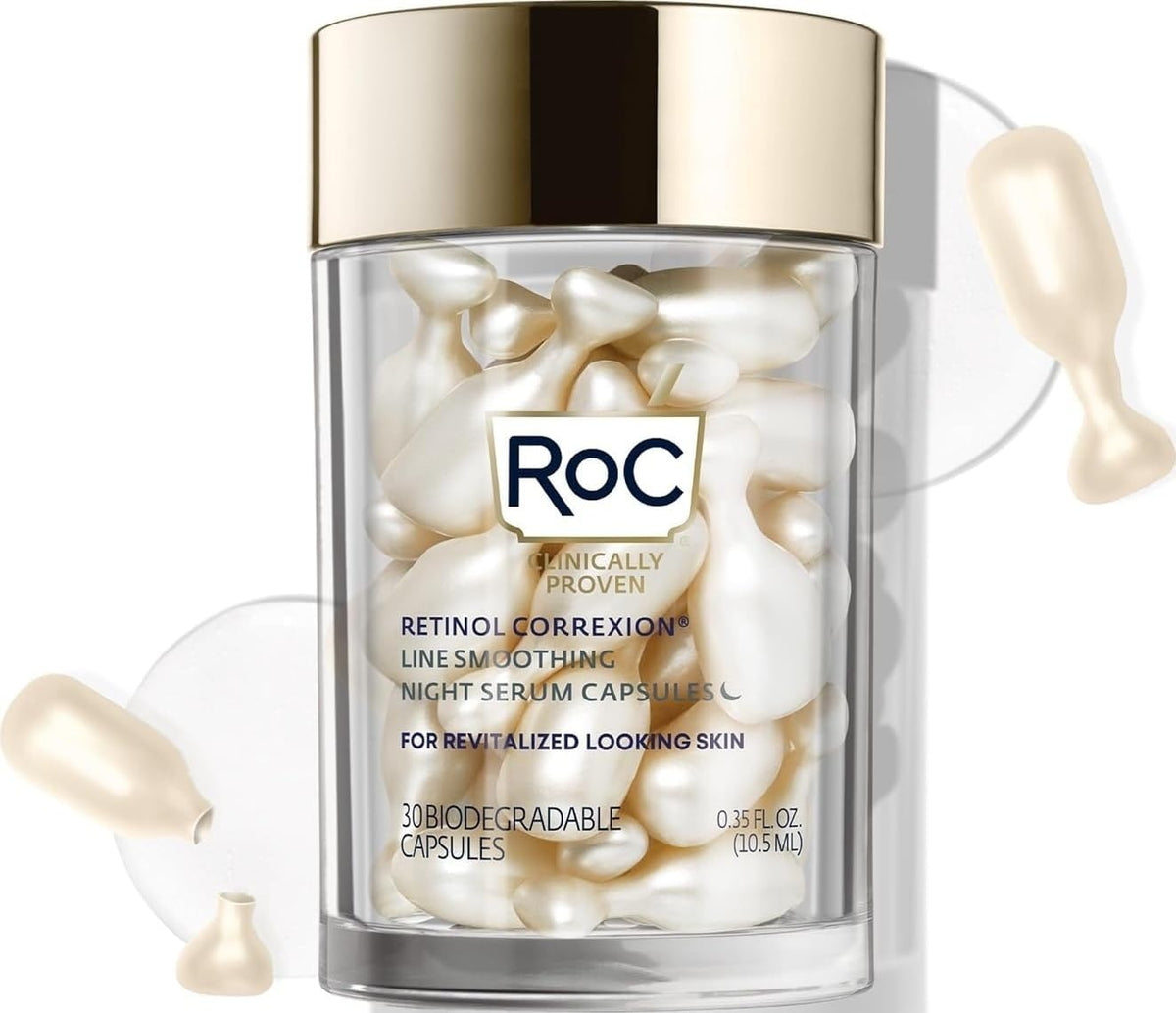 RoC Retinol Correxion Anti-Aging Wrinkle Night Serum Capsules, 30 count RoC