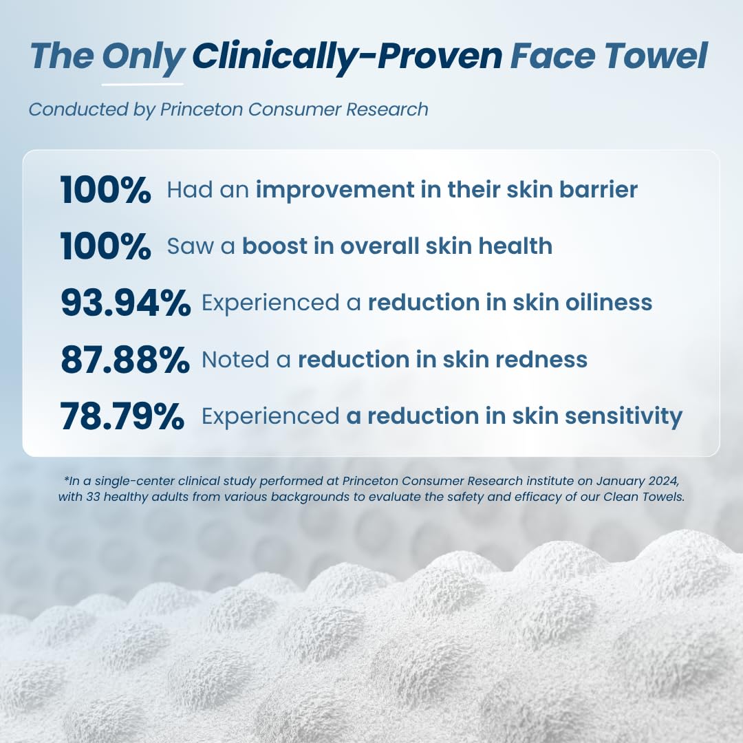 Clean Skin Club Clean Towels XL® Supreme, 100% USDA Biobased Face Towel, Disposable Face Towelette, Eczema Association Accepted, Thicker Textured Dry Wipes, Ultra Absorbent & Soft, 1 Pack, 50 Ct CLEAN SKIN CLUB