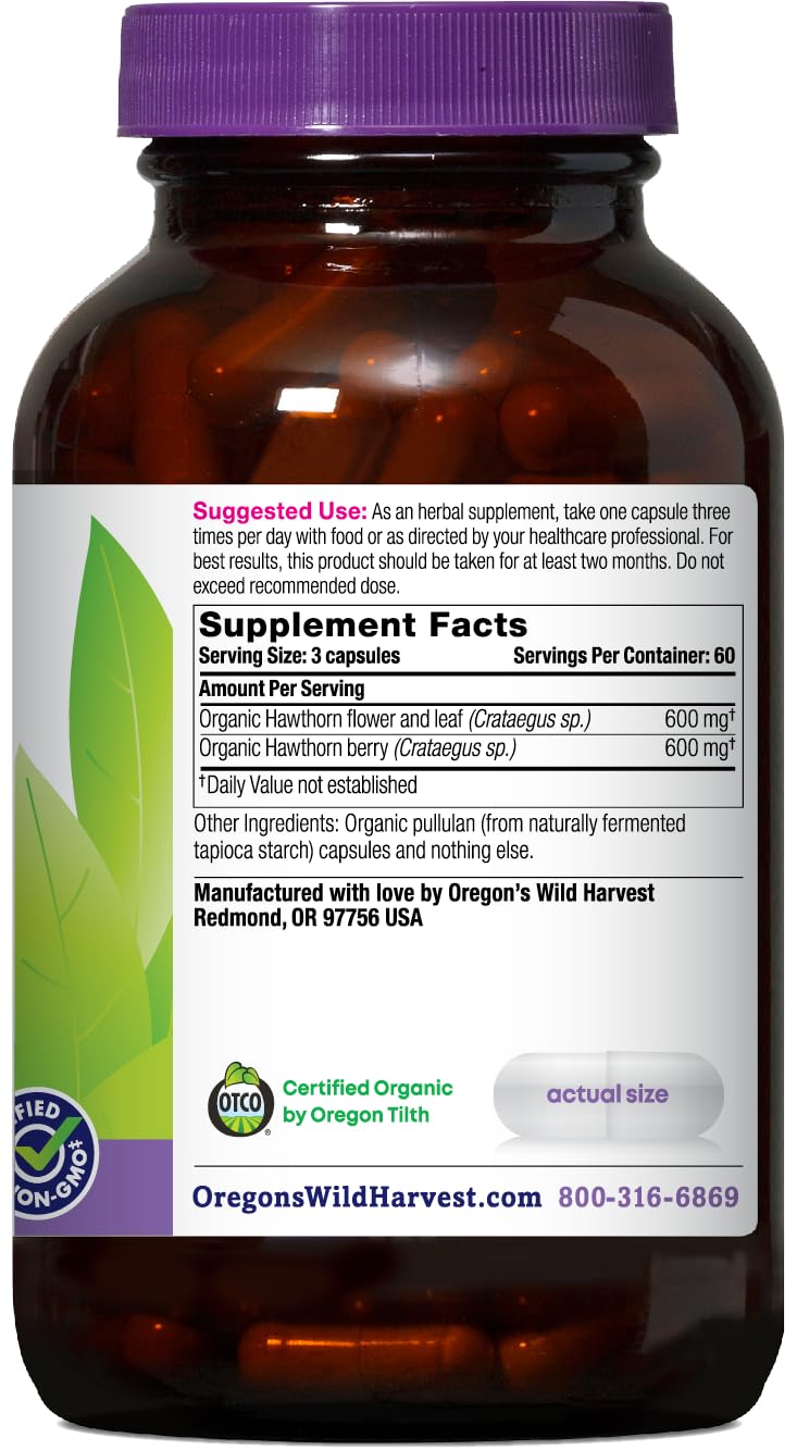Oregon's Wild Harvest Hawthorn Organic Herbal Supplement, 90 Count Gsupps Australia