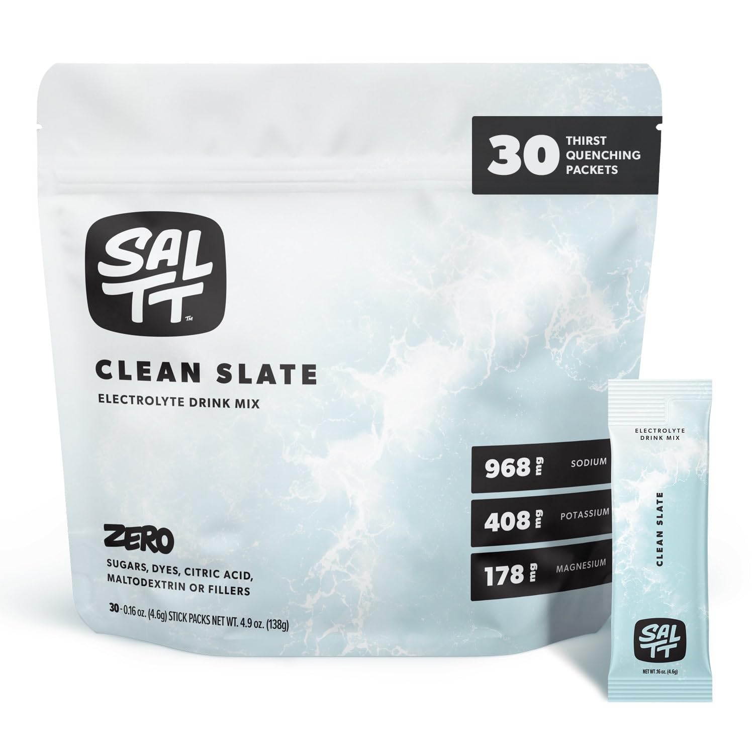 SALTT Electrolytes Powder Unflavored Drink Mix - Clean Slate - 30 Hydration Packets - Magnesium, Potassium, Sodium, Trace Minerals - Zero Sugar Keto Chow buy australia supplements