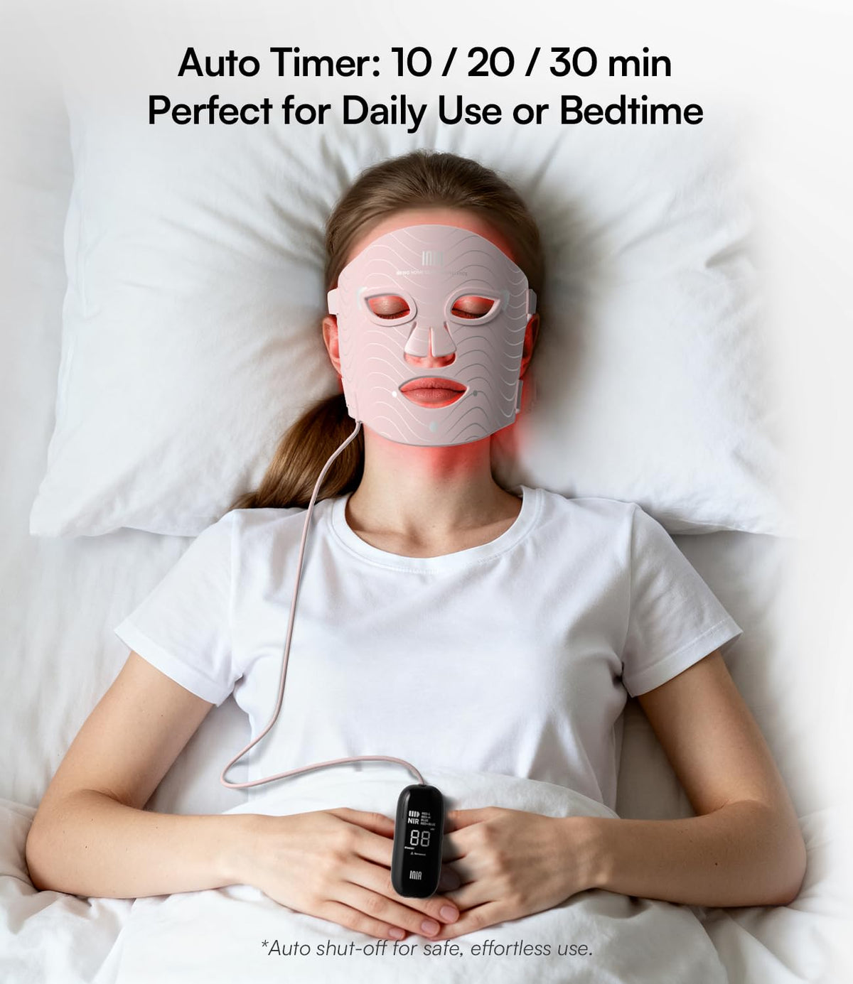 INIA Red Light Therapy Mask for Face, 850nm NIR, Red/Blue LED Light 4 Modes INIA
