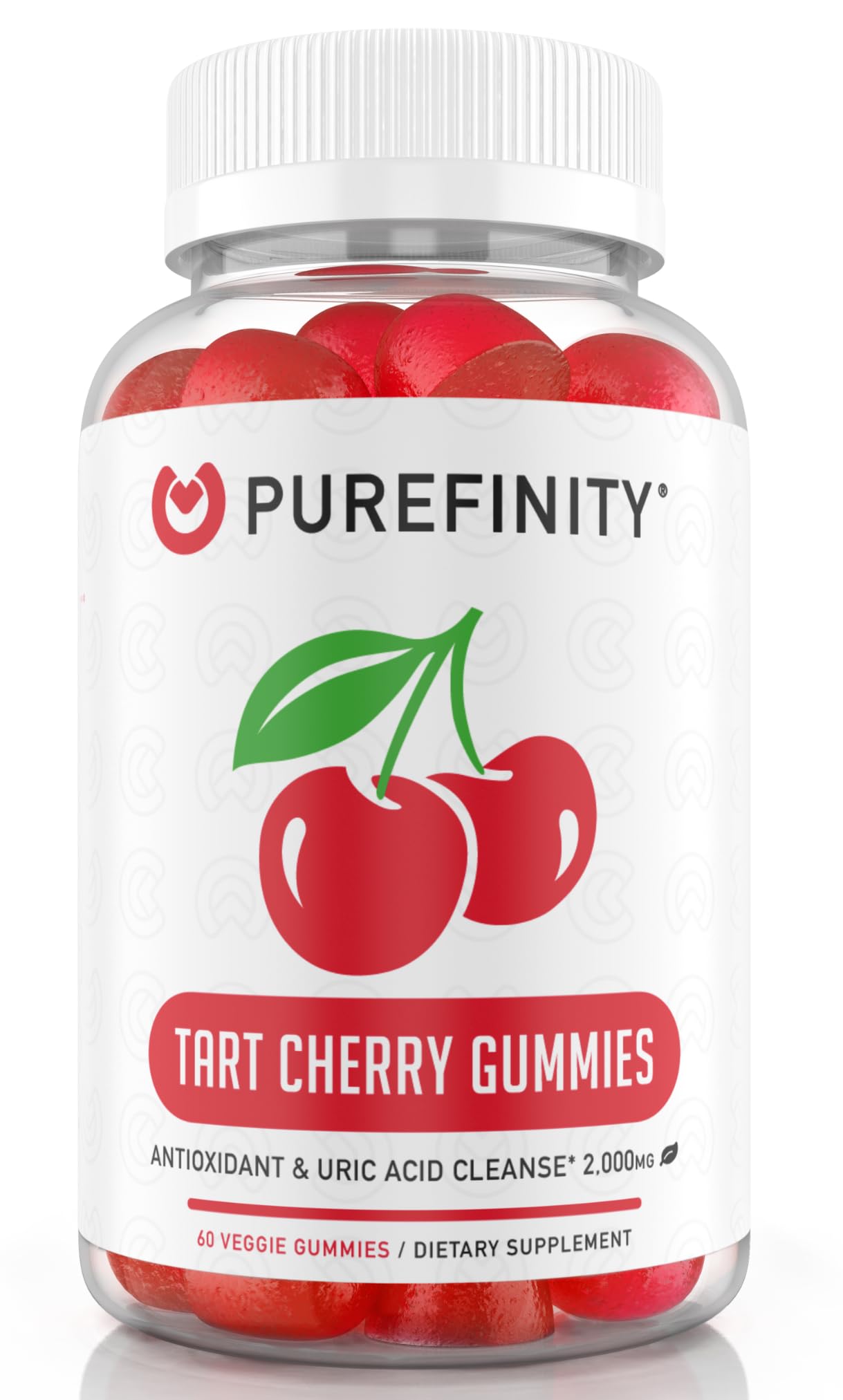 PUREFINITY Tart Cherry Gummies – Uric Acid Flush for Joint Relief & Recovery, Raw Juice Extract Antioxidant – Non-GMO, Gluten Free, Vegan, 60 Count PUREFINITY
